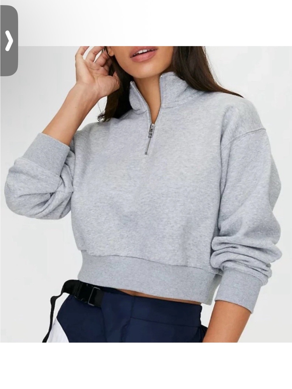 Aritzia sweat fleece Quarter-Zip Cropped Sweatshirt and sweatpants Light Gray